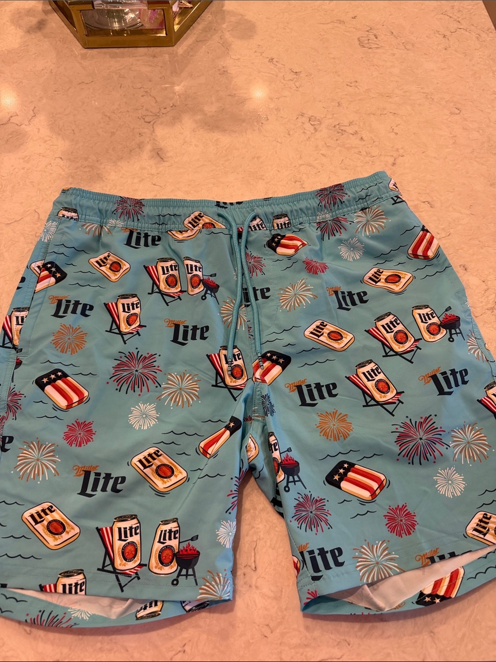Miller Lite Light Blue Men's Swim Board Shorts